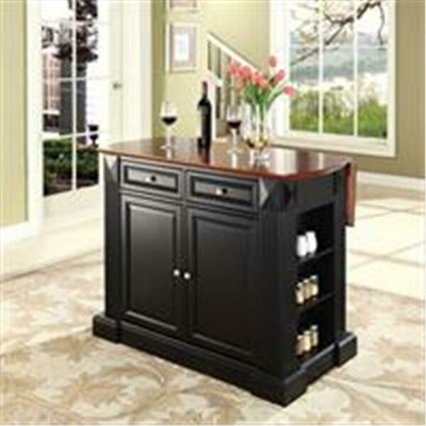 Modern Marketing Crosley Furniture Drop Leaf Breakfast Bar Top Kitchen Island In Black Finish KF30007BK